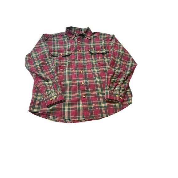 Cabela's Mens Shirt Size Medium Red Green Plaid Button Down - Picture 1 of 8